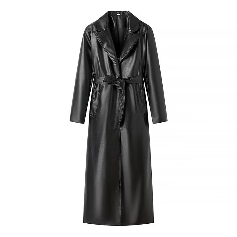 Women's Belted Wrap Trench Coat – Black