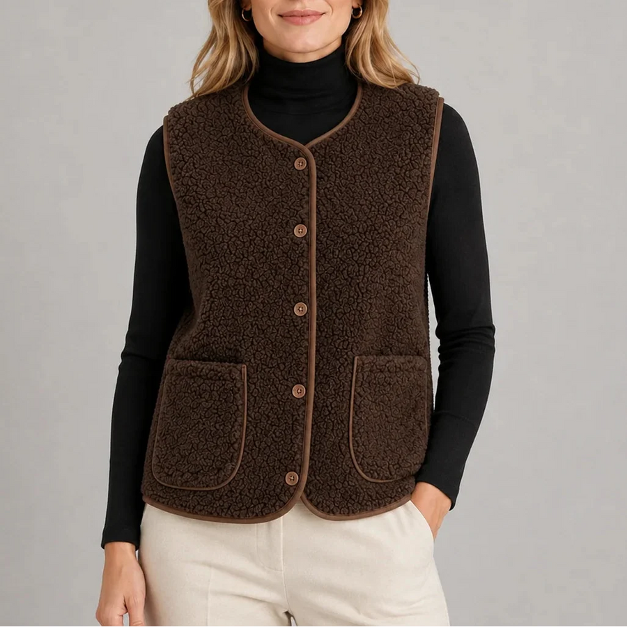 Women's Button-Front Sherpa Vest