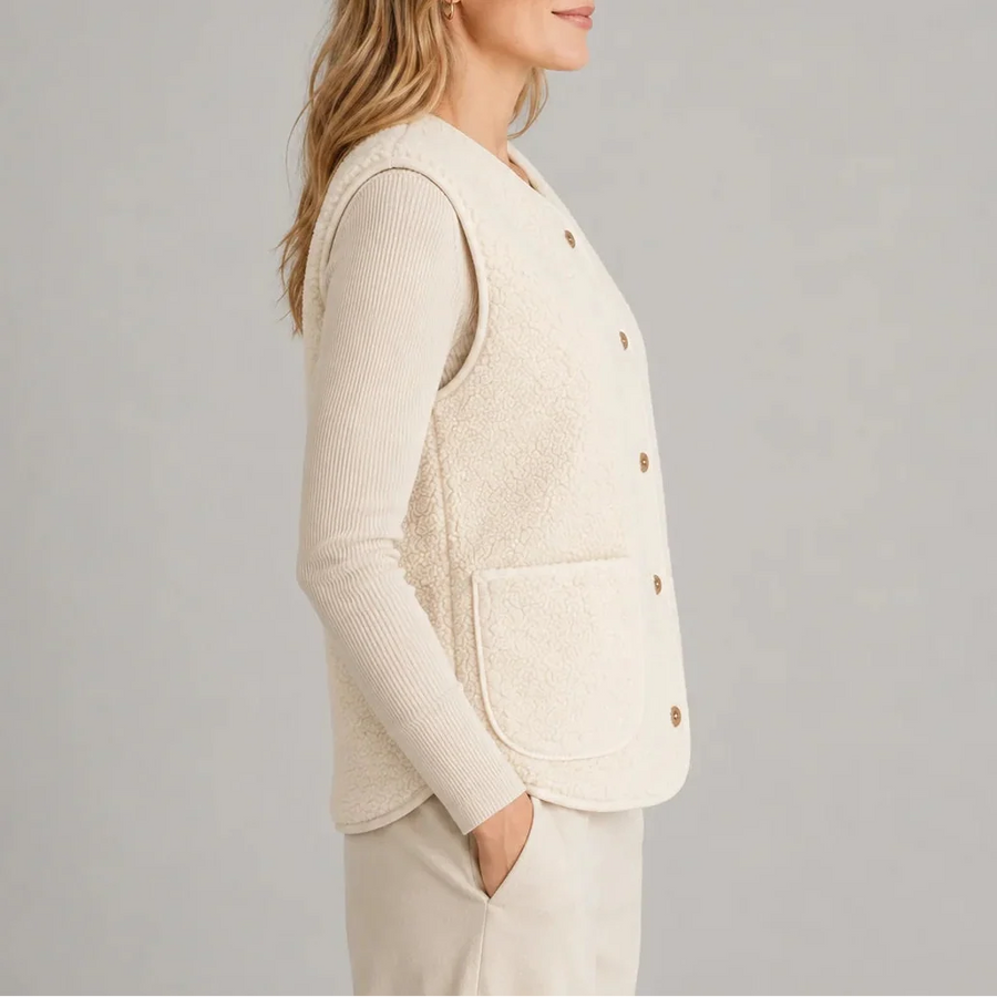 Women's Button-Front Sherpa Vest