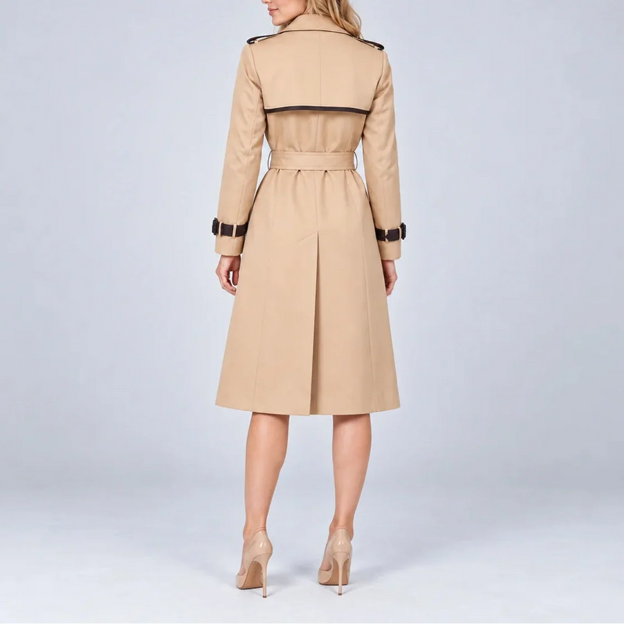Women's Double-Breasted Trench Coat Belt Waist