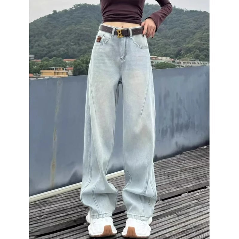 Women's Wide Leg Jeans High Waisted Relaxed Fit – Light Blue