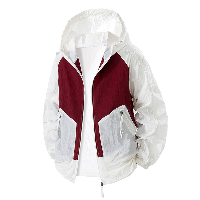 Women's Colorblock Raincoat – Red