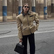 Women's Contrast Collar Zip-Up Raincoat