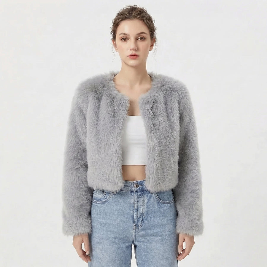 Women's Cropped Fuzzy Cardigan Sweater