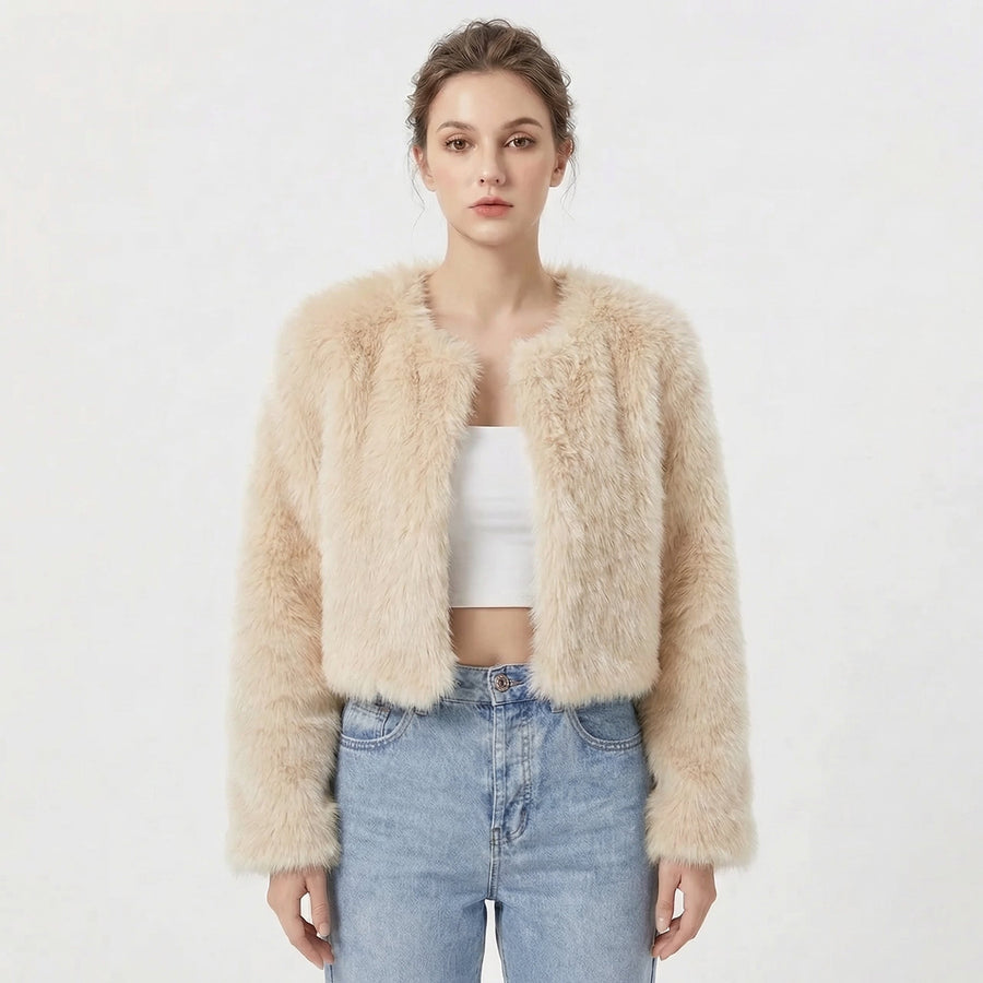 Women's Cropped Fuzzy Cardigan Sweater