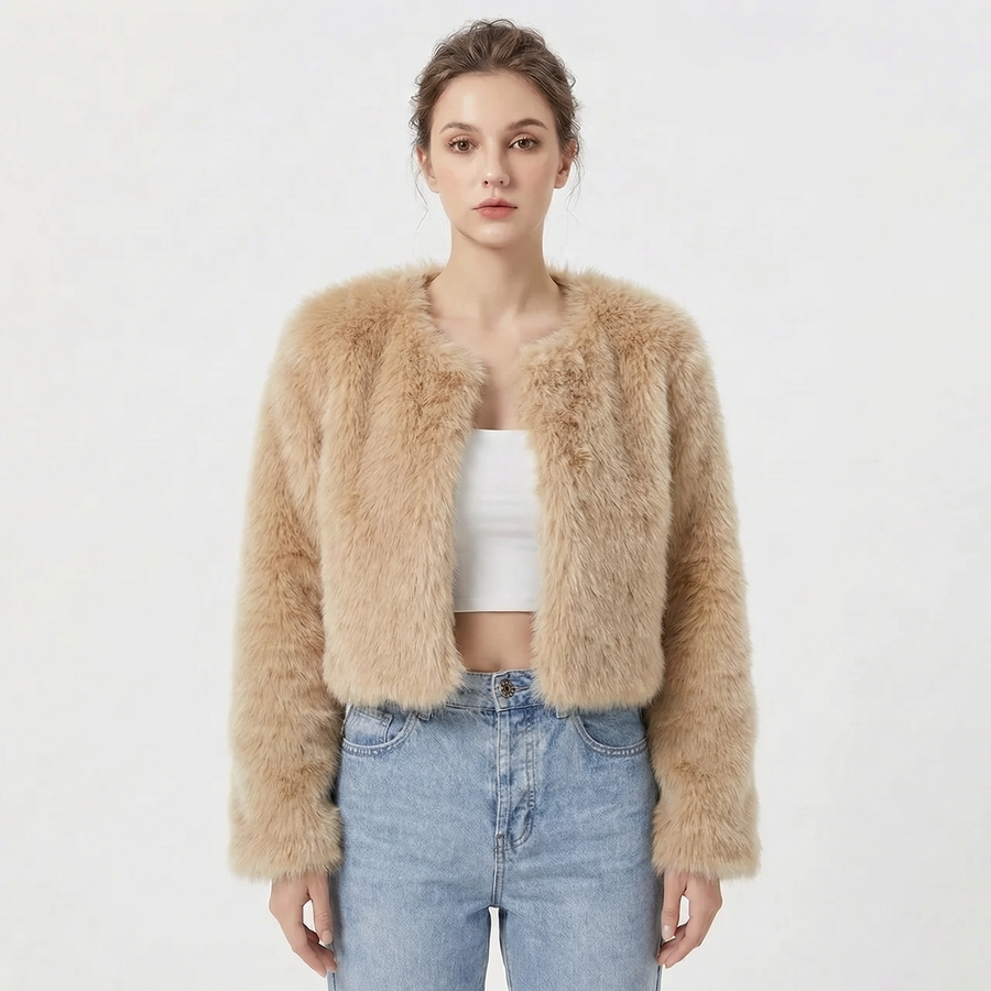Women's Cropped Fuzzy Cardigan Sweater