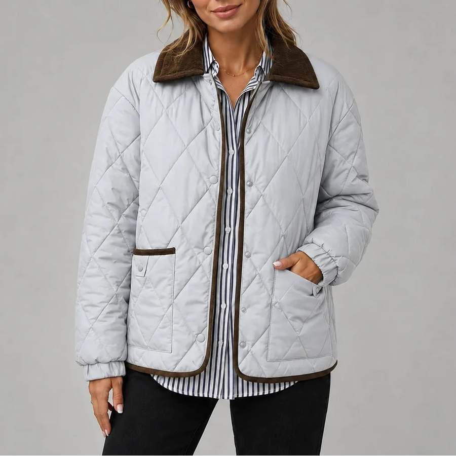 Women's Diamond Quilted Jacket with Button Front