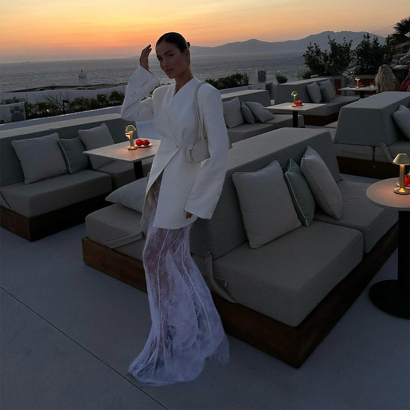 Women's Fall Wedding Guest Dress Lace Skirt