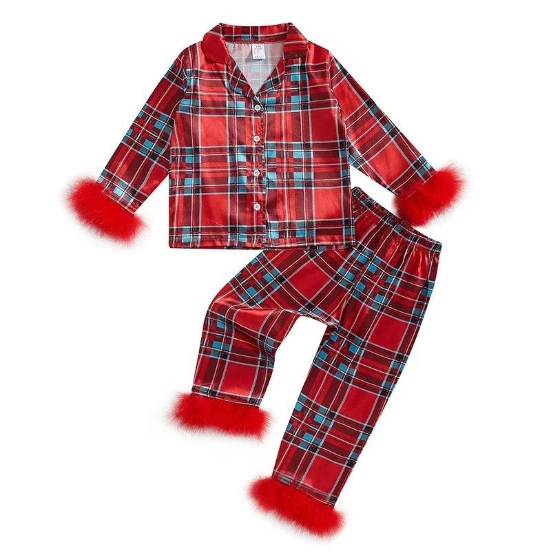Women's Festive Christmas Pajama Set Santa Print