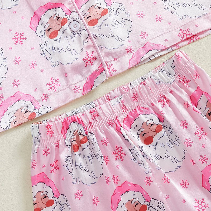 Women's Festive Christmas Pajama Set Santa Print