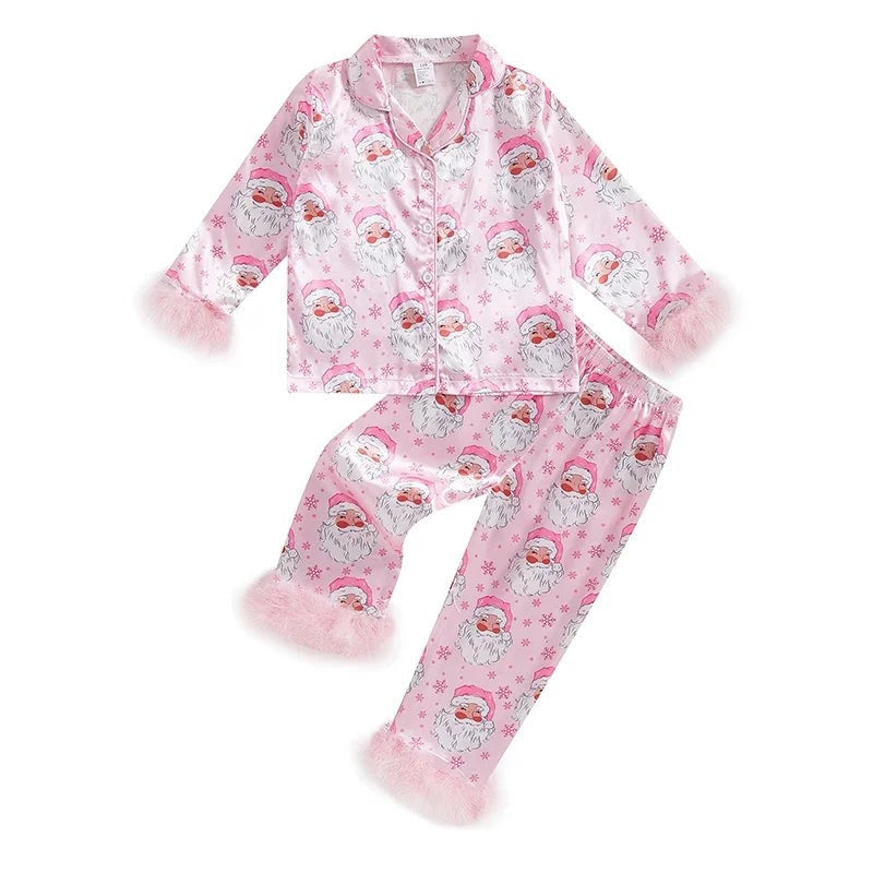Women's Festive Christmas Pajama Set Santa Print