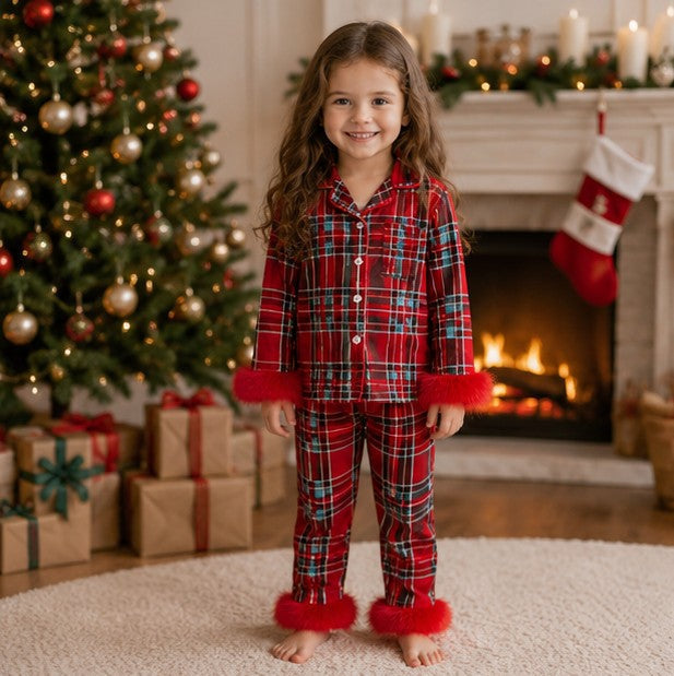 Women's Festive Christmas Pajama Set Santa Print
