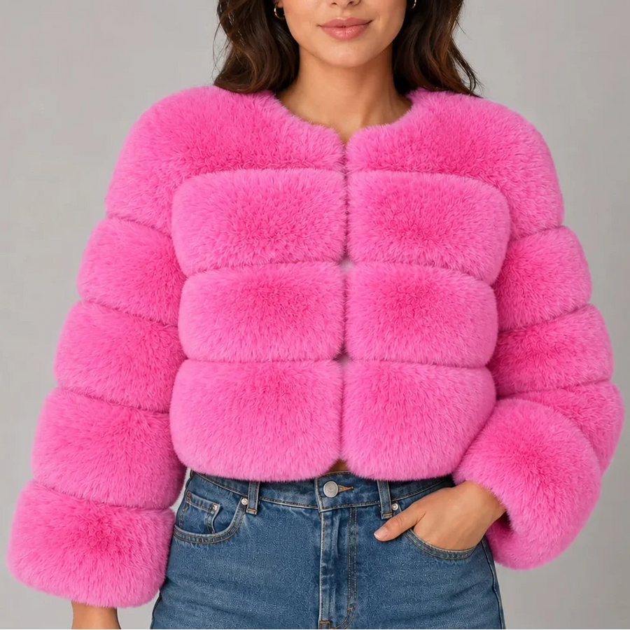 Women's Fluffy Oversized Jacket Cropped