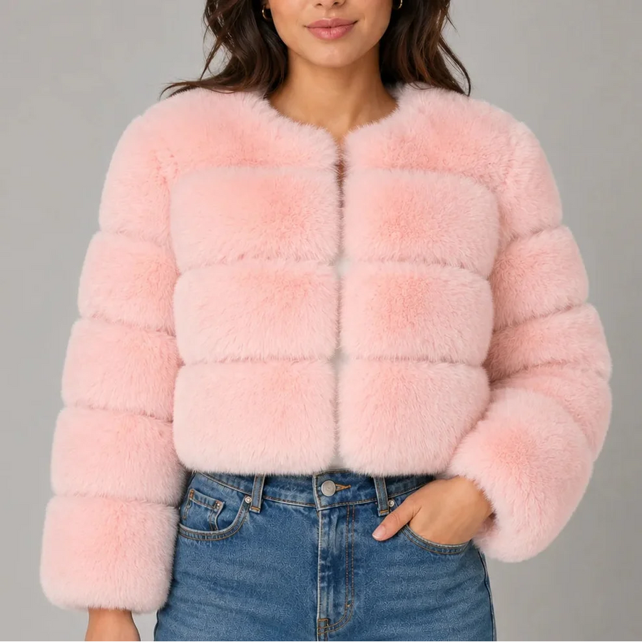 Women's Fluffy Oversized Jacket Cropped