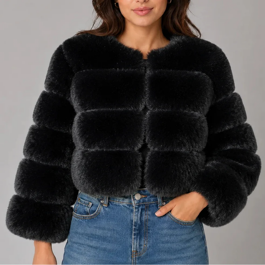 Women's Fluffy Oversized Jacket Cropped
