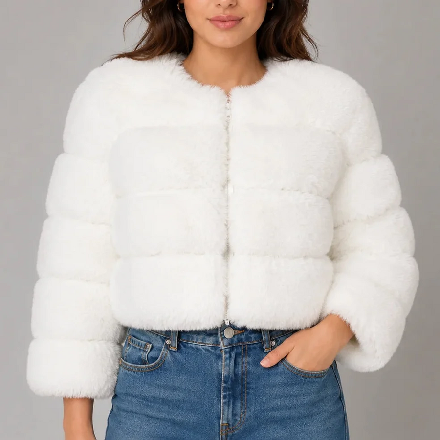 Women's Fluffy Oversized Jacket Cropped