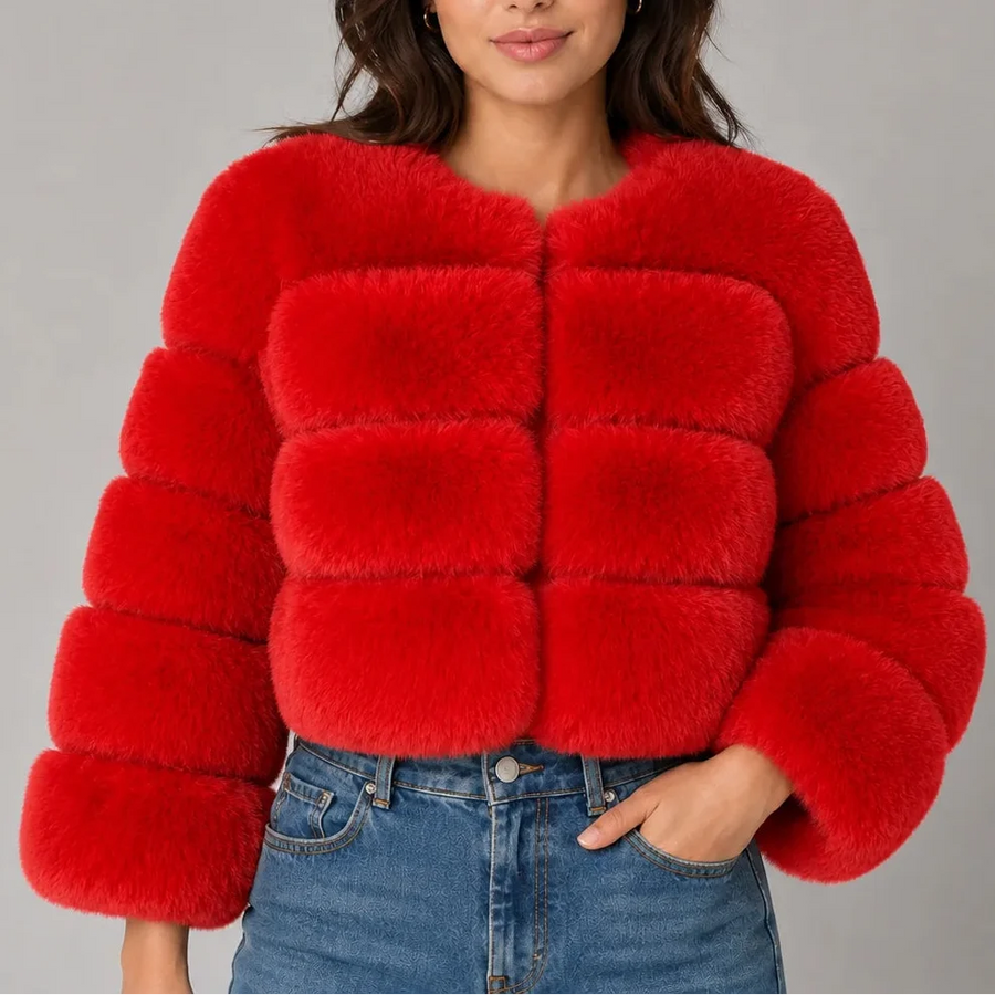 Women's Fluffy Oversized Jacket Cropped