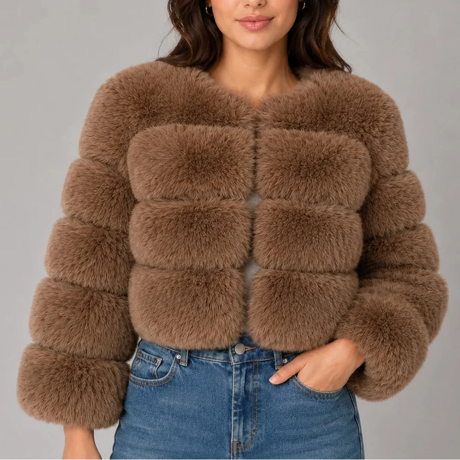 Women's Fluffy Oversized Jacket Cropped