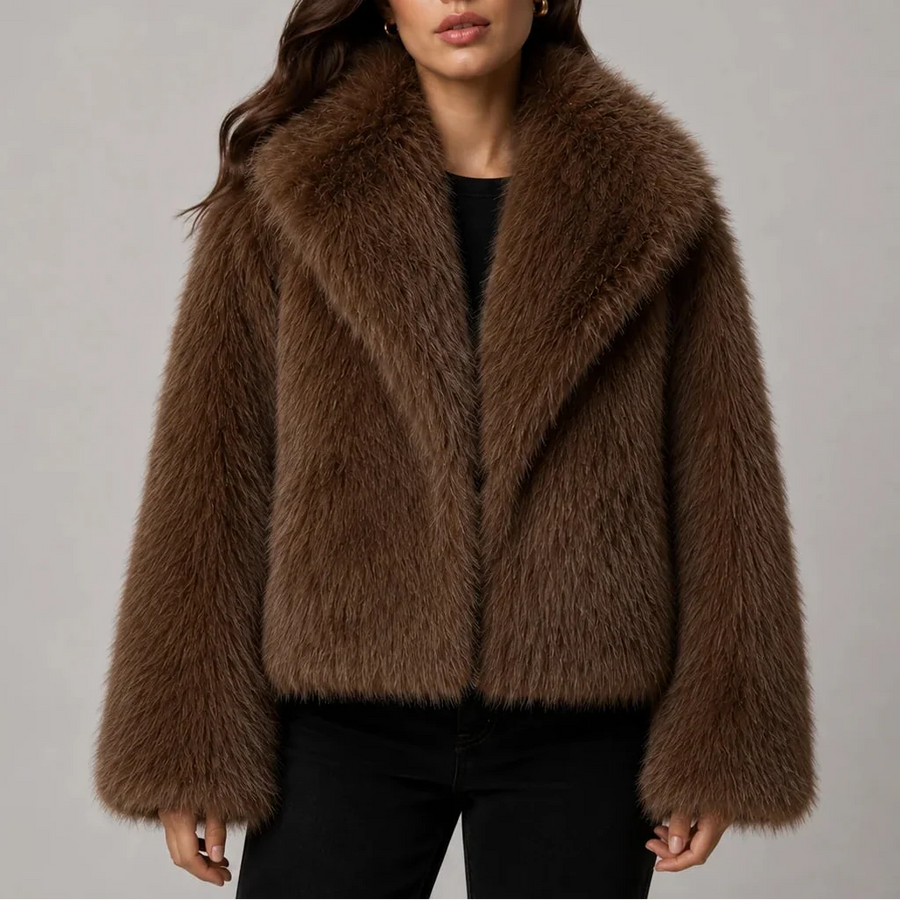 Women's Fluffy Oversized Winter Jacket Cropped