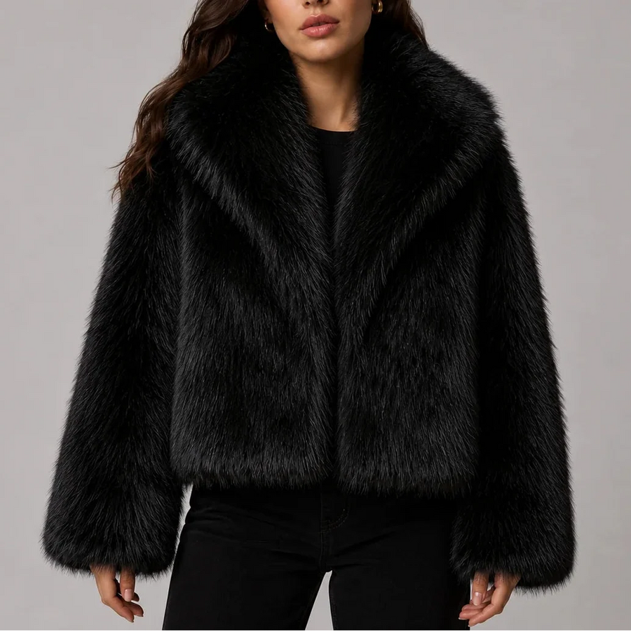Women's Fluffy Oversized Winter Jacket Cropped