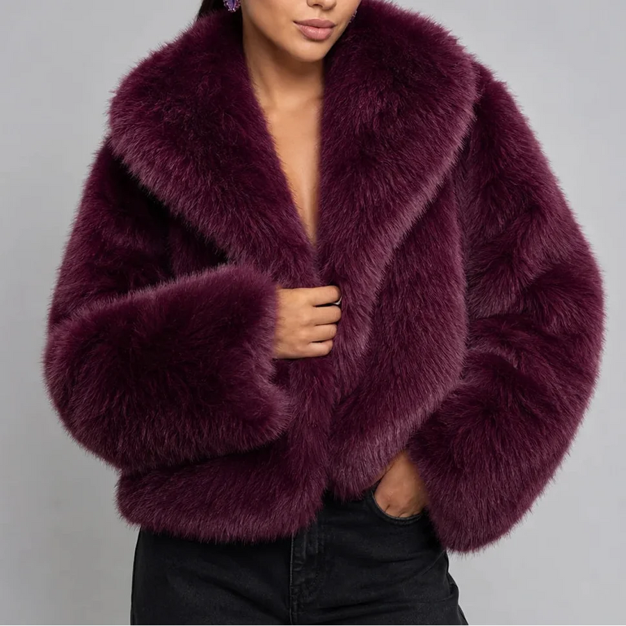 Women's Fluffy Oversized Winter Jacket Cropped