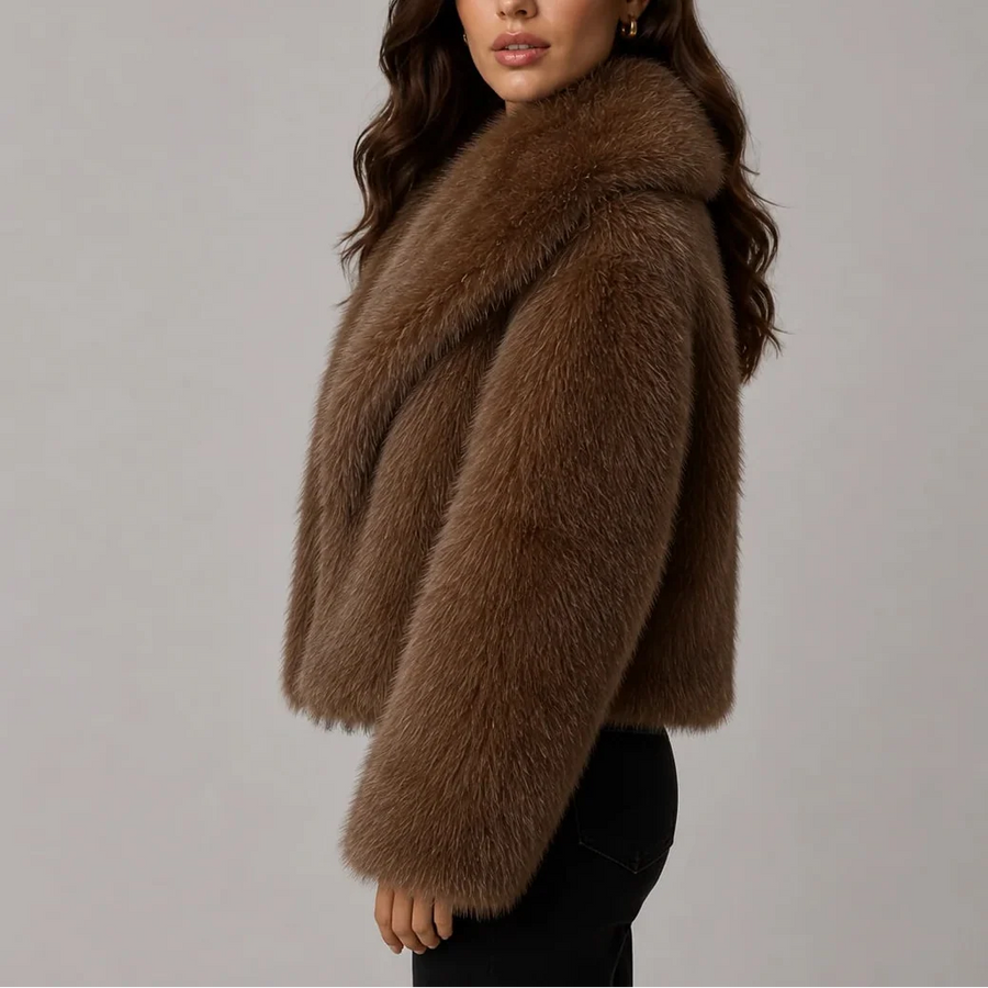 Women's Fluffy Oversized Winter Jacket Cropped
