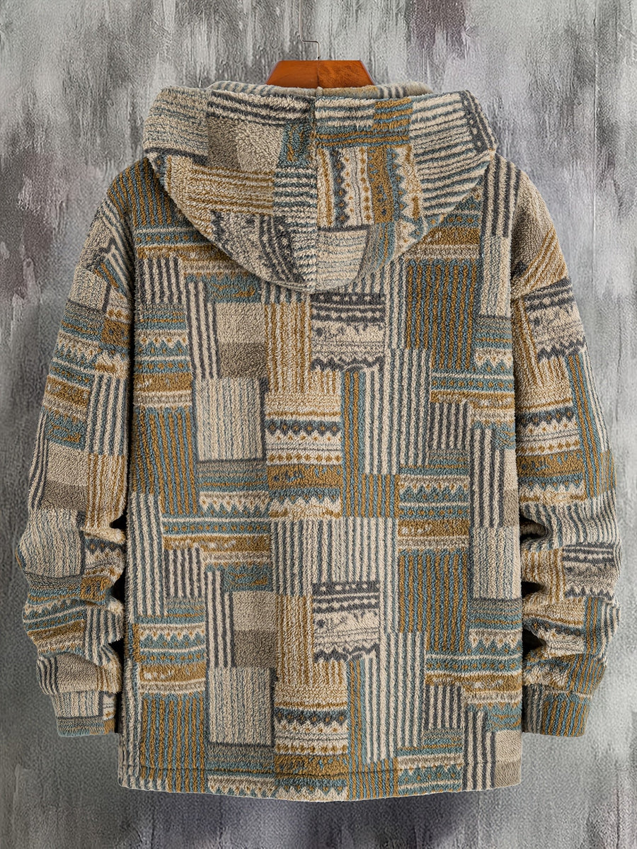 Men's Geometric Colorblock Quarter-Zip Sweater