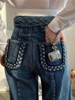 Women’s High-Waisted Pants with Braided Accents