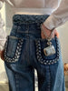 Women’s High-Waisted Pants with Braided Accents