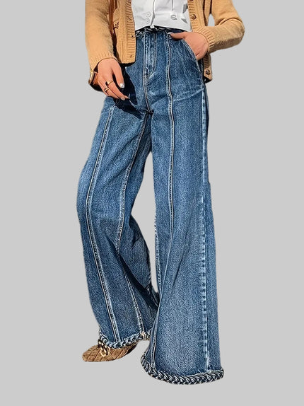 Women’s High-Waisted Pants with Braided Accents