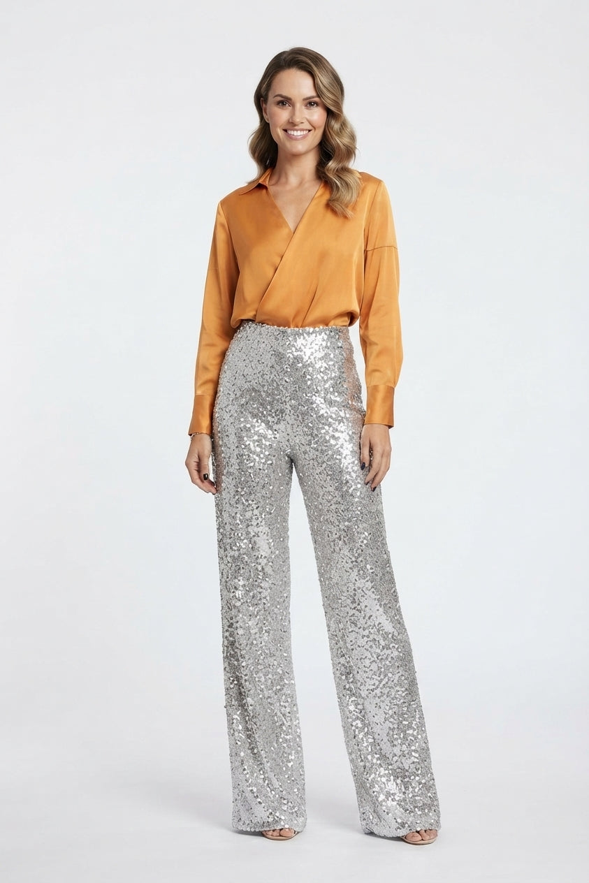 Women's High Waisted Sparkly Pants Party