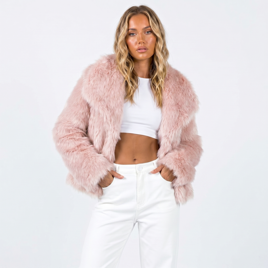 Women's Cropped Faux Fur Jacket