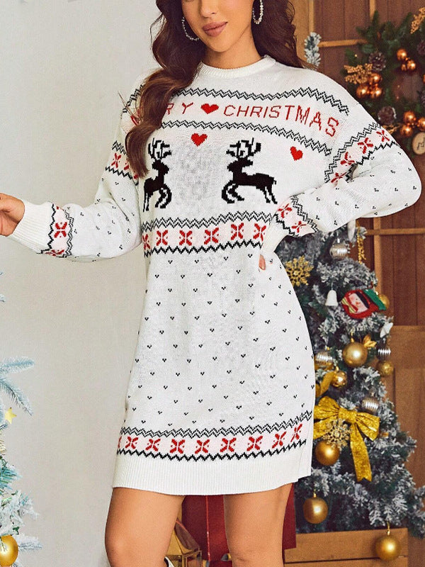 Women's Christmas Sweater Dress Long Sleeve