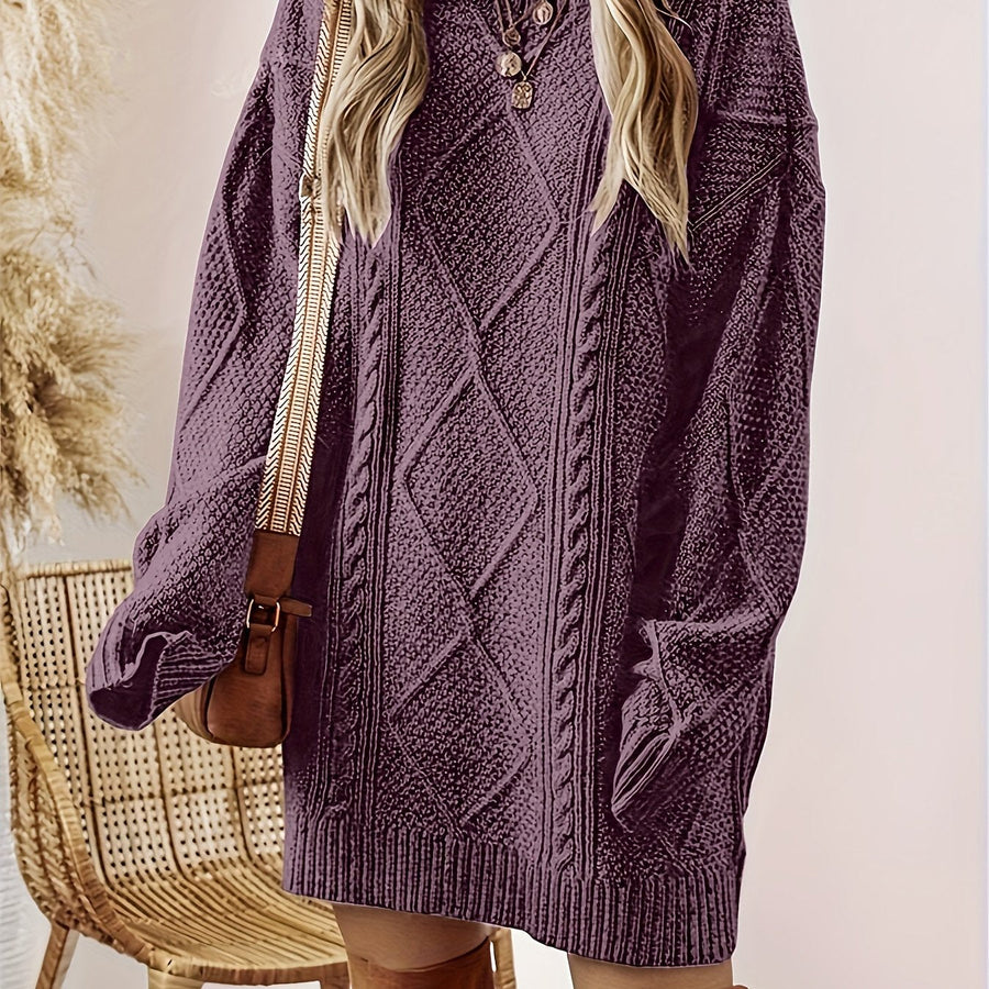 Women's Long Cable-Knit Zip-Up Sweater