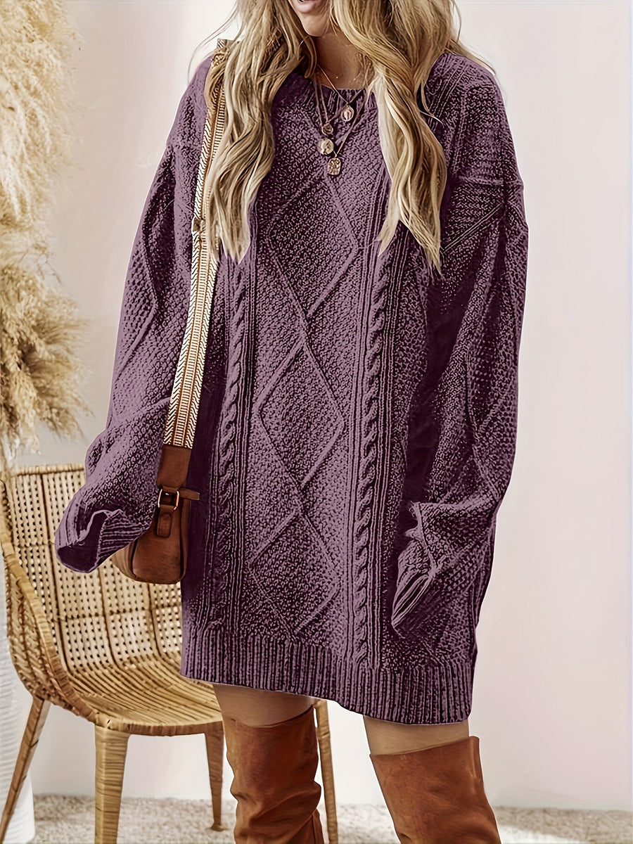 Women's Long Cable-Knit Zip-Up Sweater