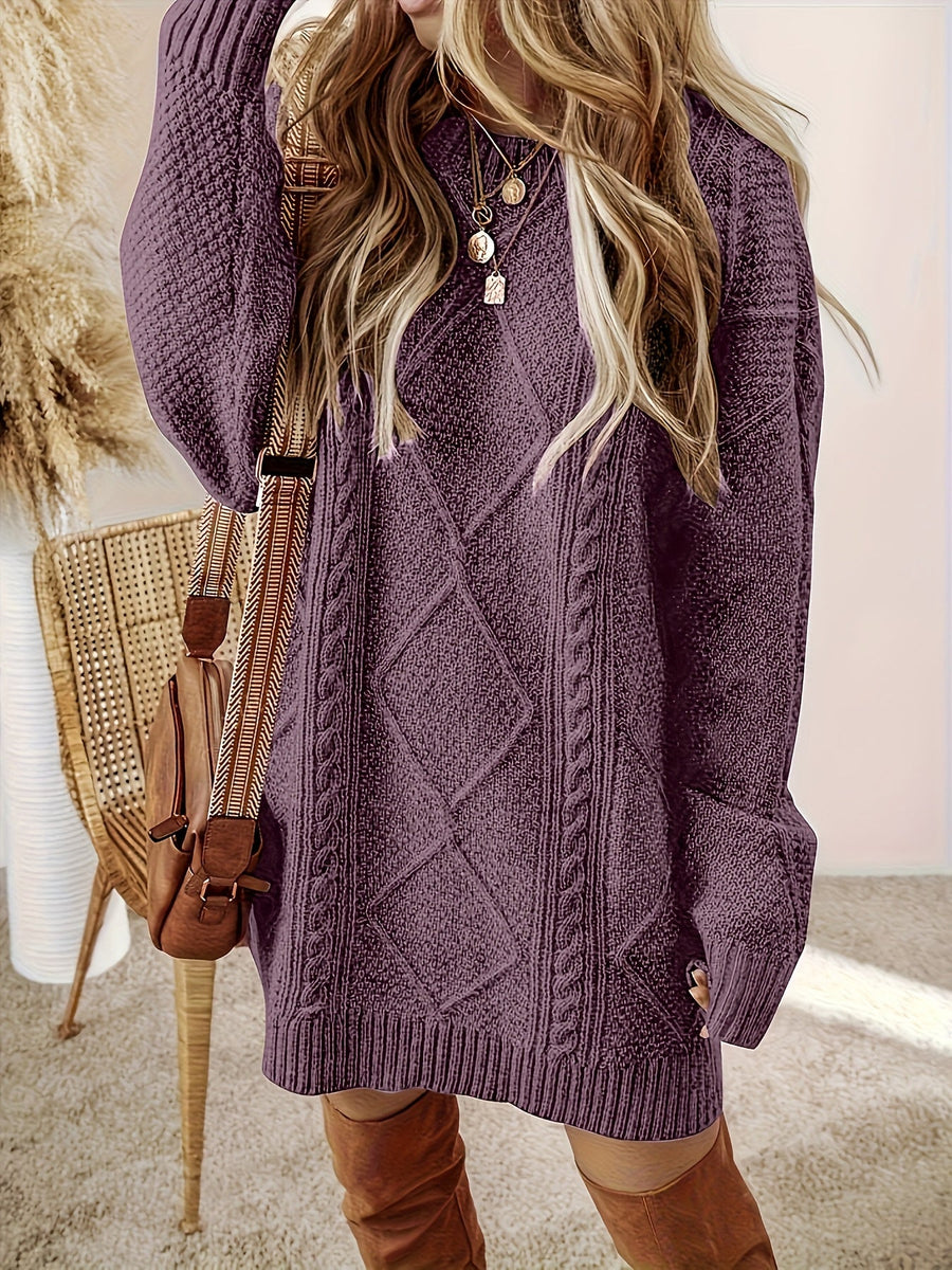 Women's Long Cable-Knit Zip-Up Sweater