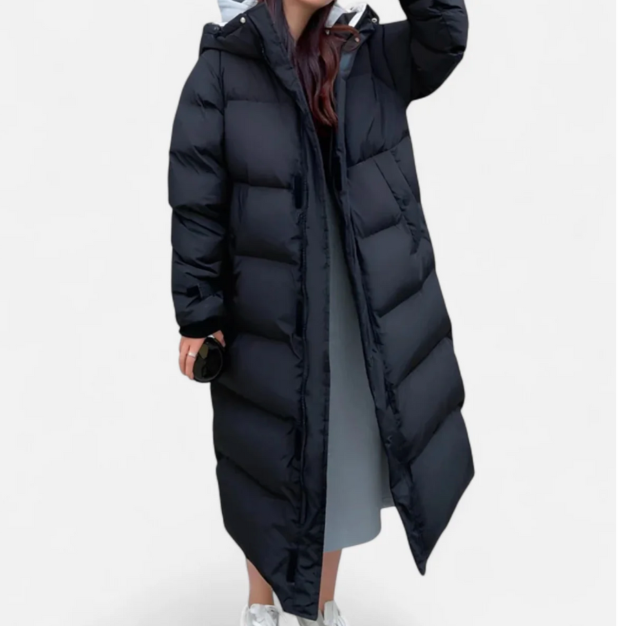 Women's Long Hooded Quilted Puffer Coat