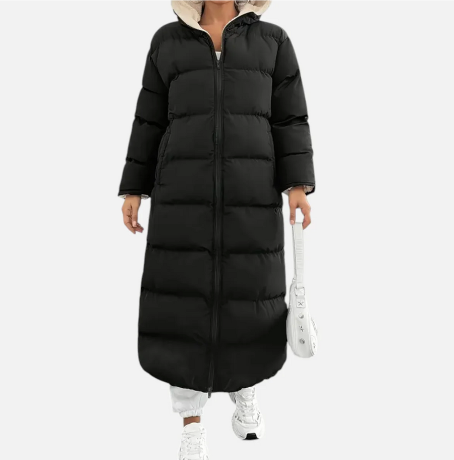 Women's Long Quilted Hooded Puffer Jacket