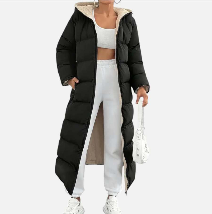 Women's Long Quilted Hooded Puffer Jacket
