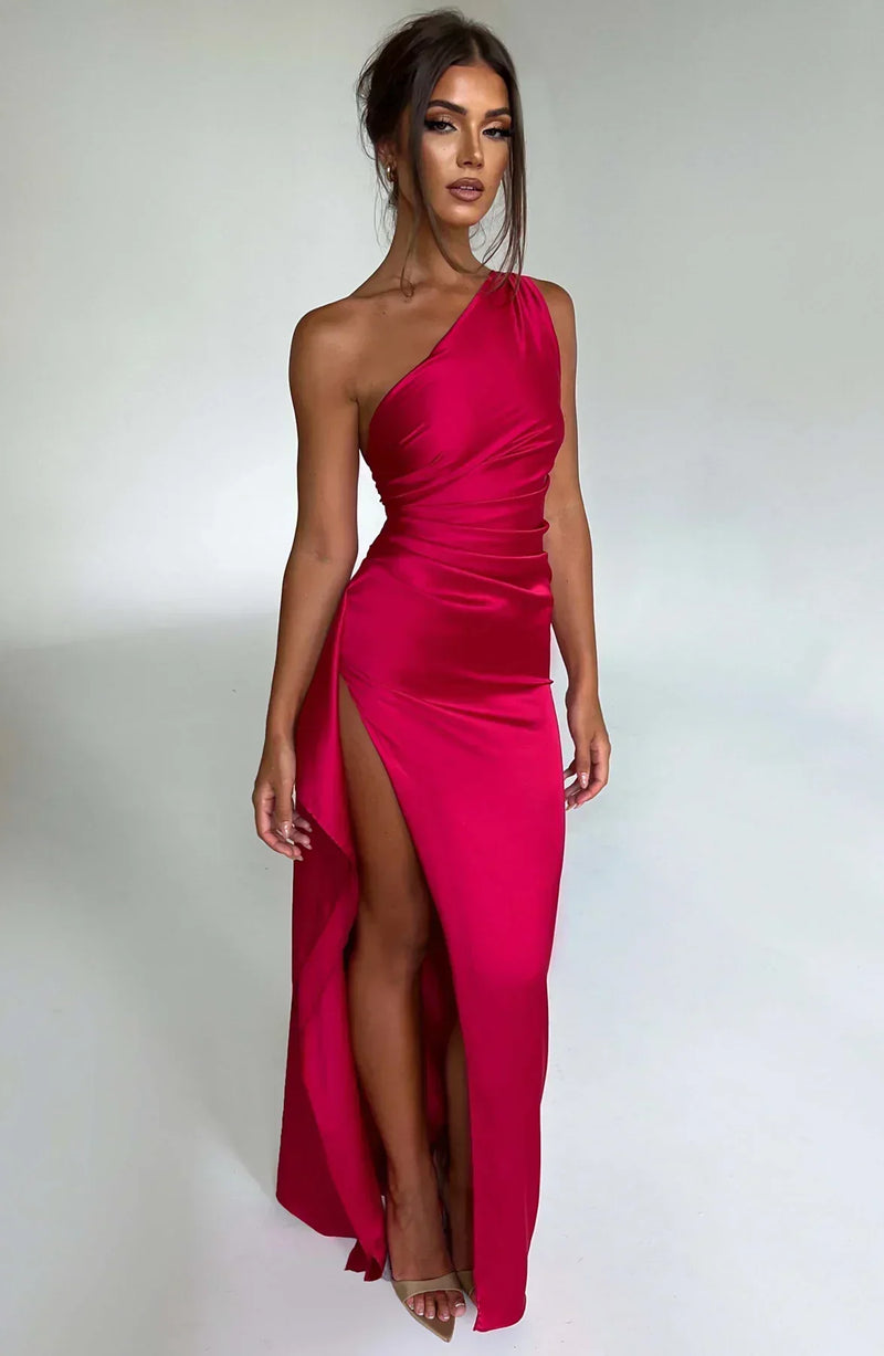 Women's Open Back Fall Wedding Guest Dress – Red