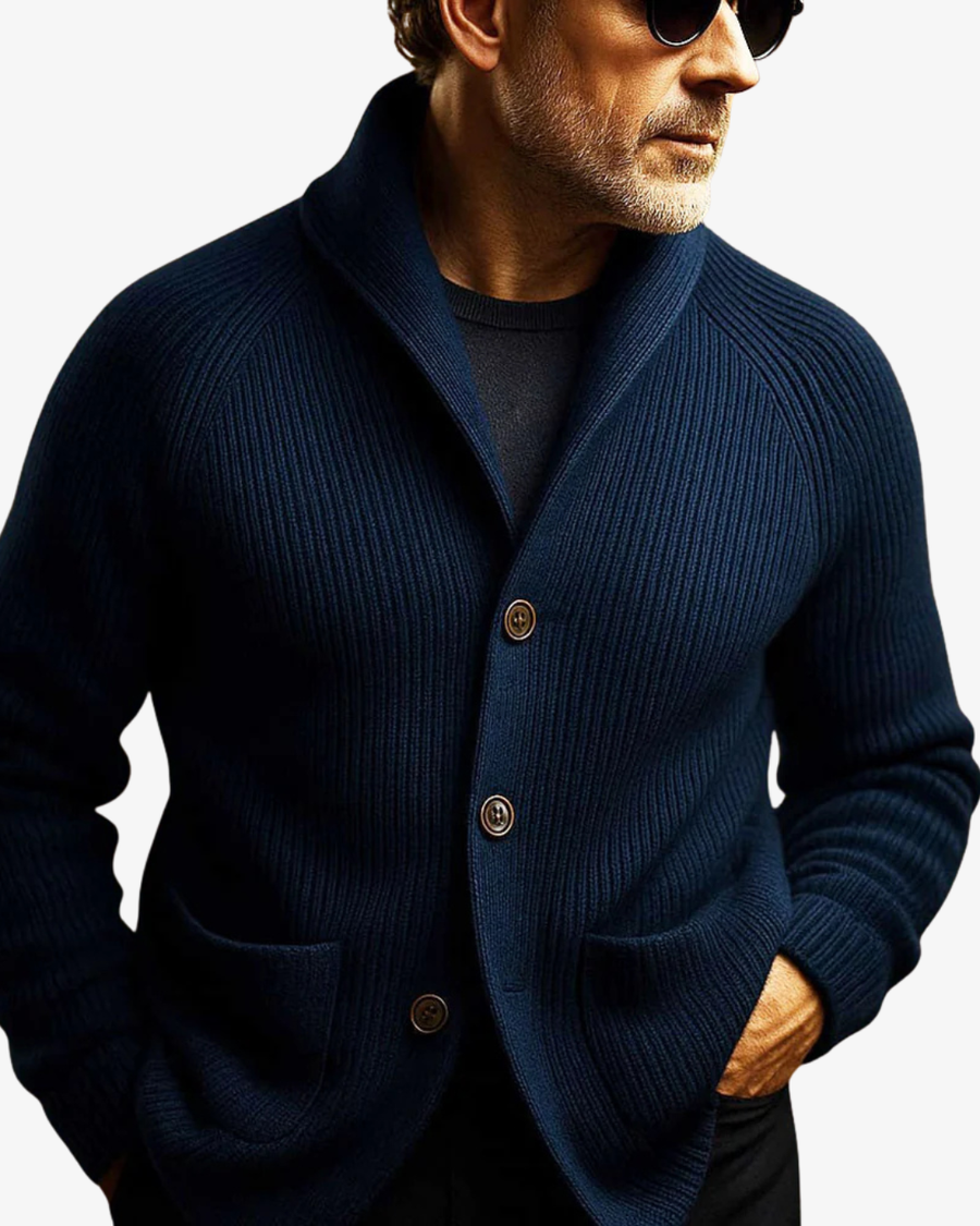 Men's Button Down Cardigan Sweater Shawl Collar