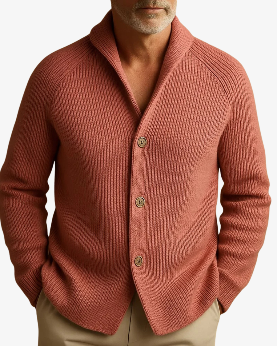 Men's Button Down Cardigan Sweater Shawl Collar