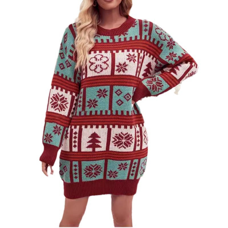 Women's Christmas Sweater Dress Fair Isle