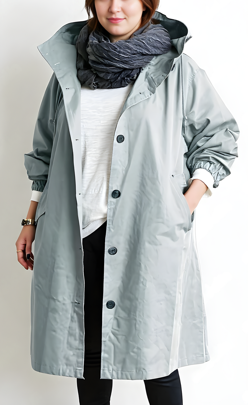 Women's Oversized Hooded Trench Coat – Gray