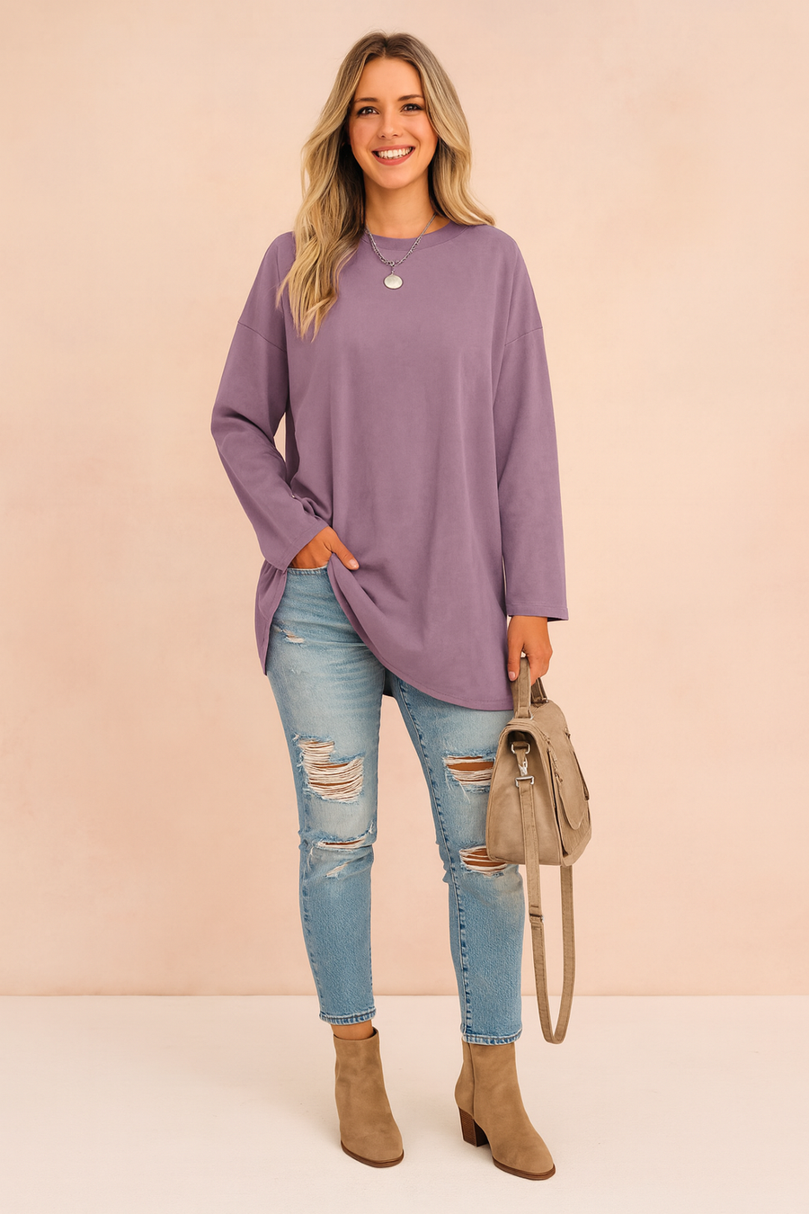 Women's Oversized Tunic Top Side Slits