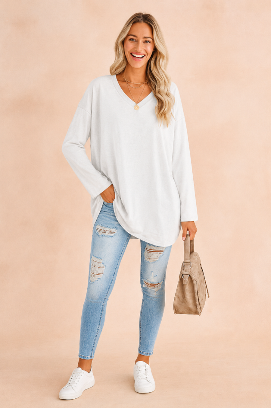 Women's Oversized Tunic Top Side Slits