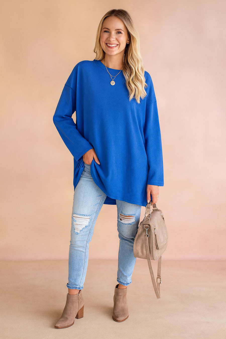 Women's Oversized Tunic Top Side Slits
