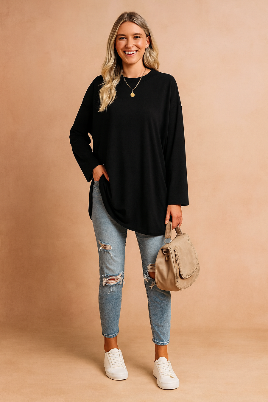 Women's Oversized Tunic Top Side Slits