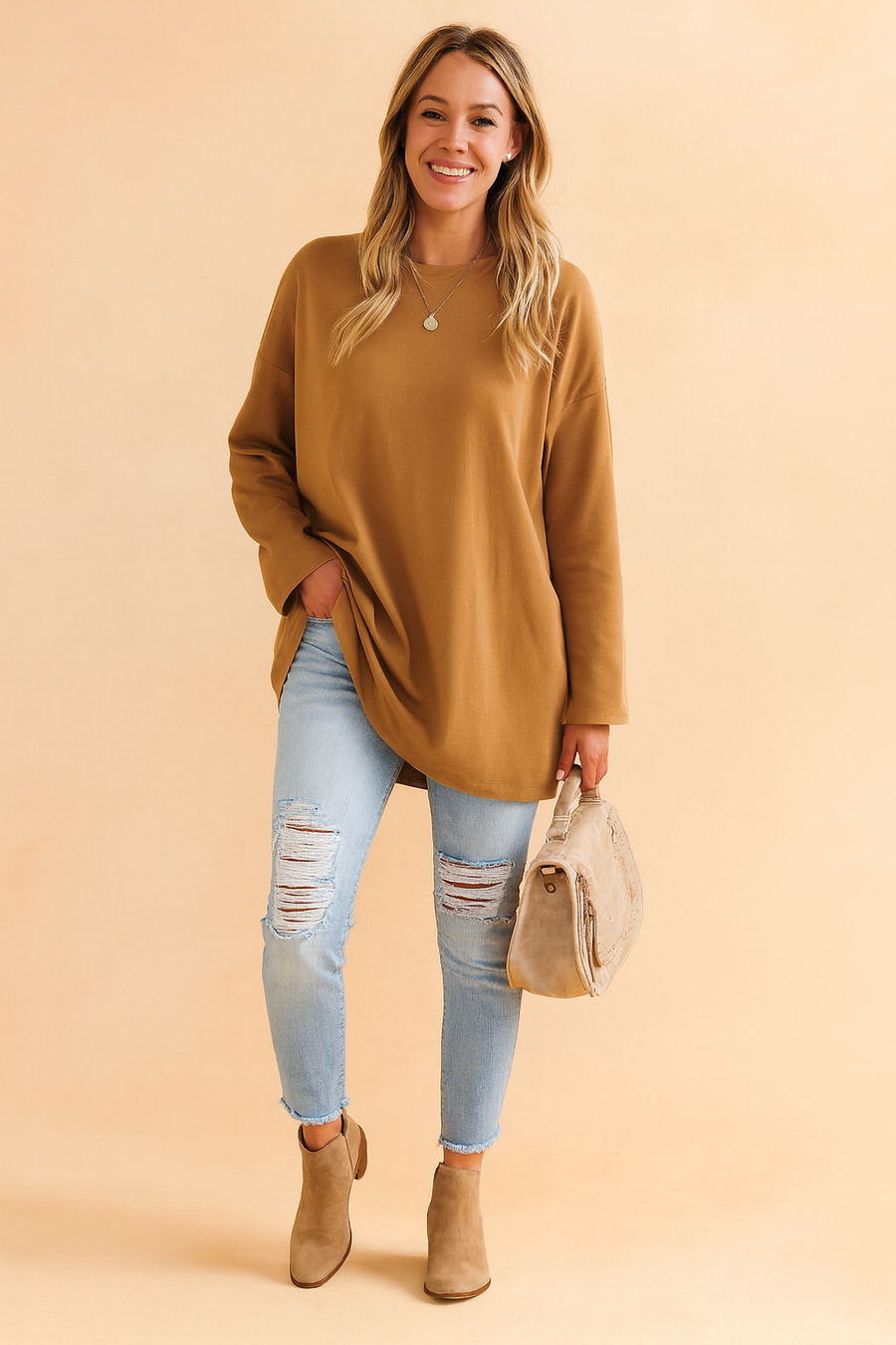 Women's Oversized Tunic Top Side Slits