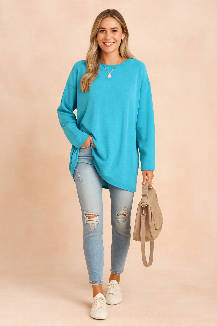 Women's Oversized Tunic Top Side Slits